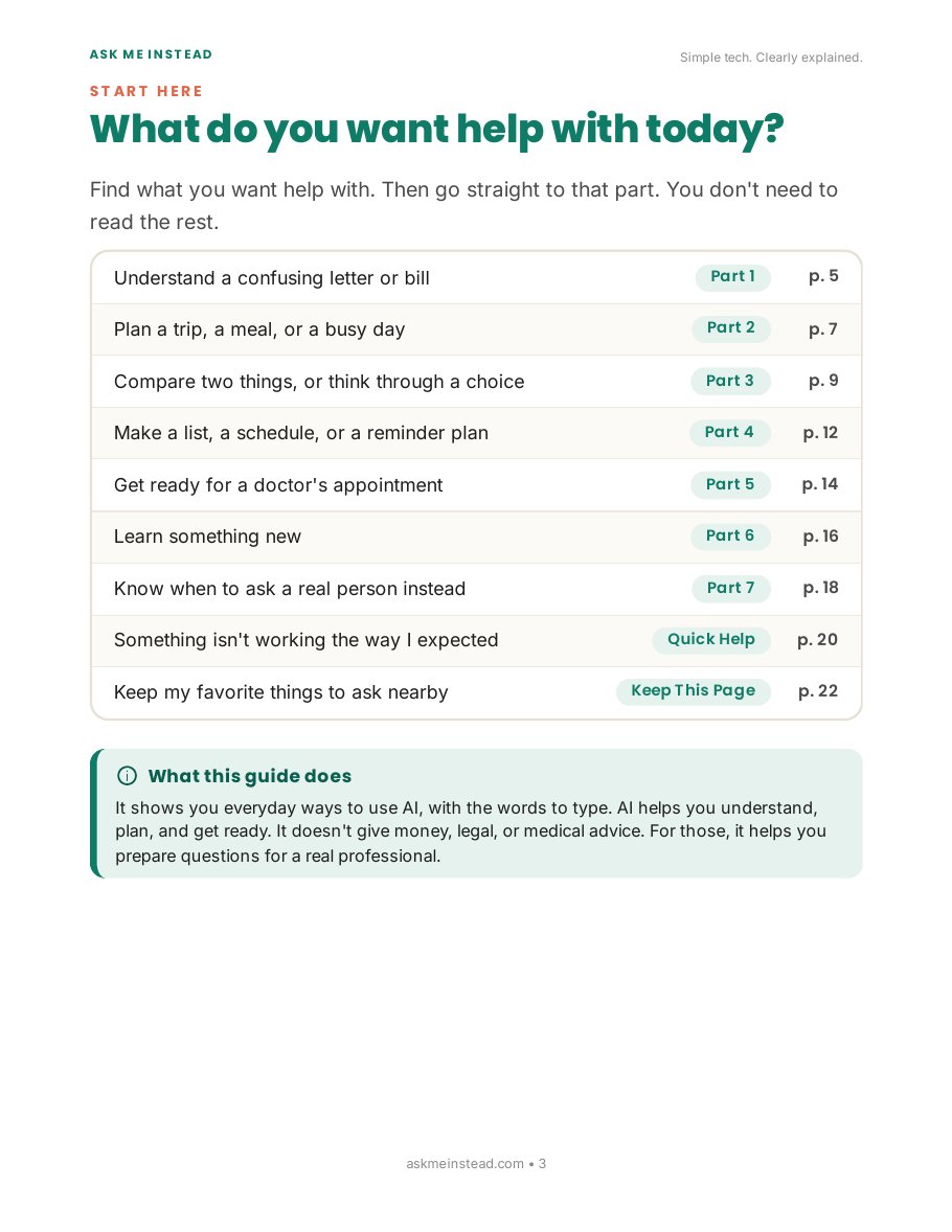 What Can AI Help Me With Every Day?: Start here page