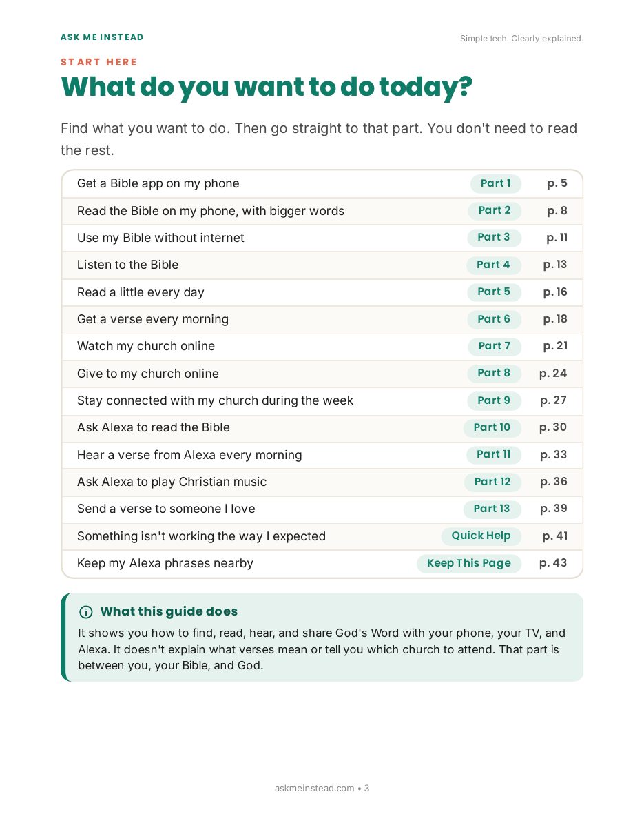 Faith at Your Fingertips: Start here page