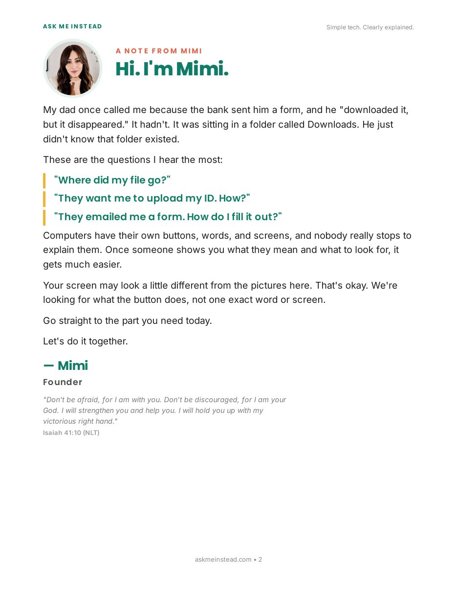Computer Things Nobody Ever Explained: A note from Mimi page