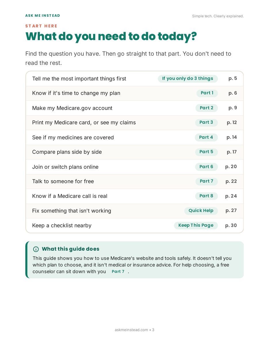 Medicare Online Without the Stress: Start here page