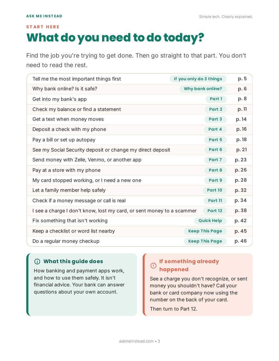 Online Banking & Payments: Start here page