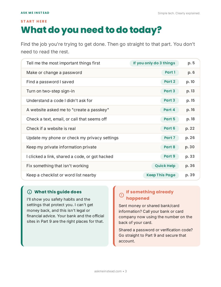 How to Stay Safer Online: Start here page