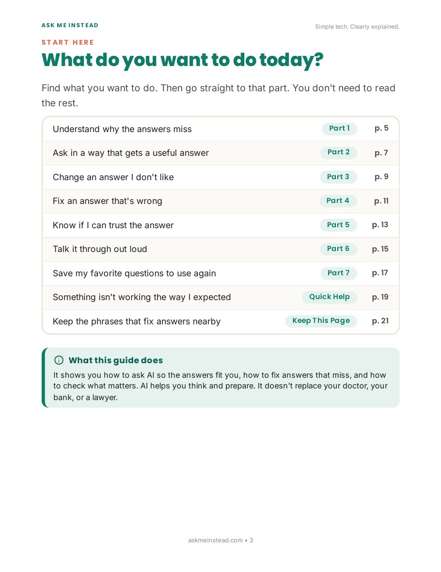 How Do I Get Better Answers From AI?: Start here page