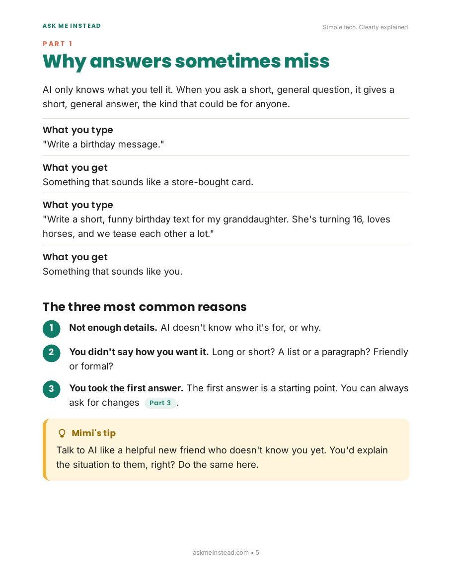 How Do I Get Better Answers From AI?: Part 1 page