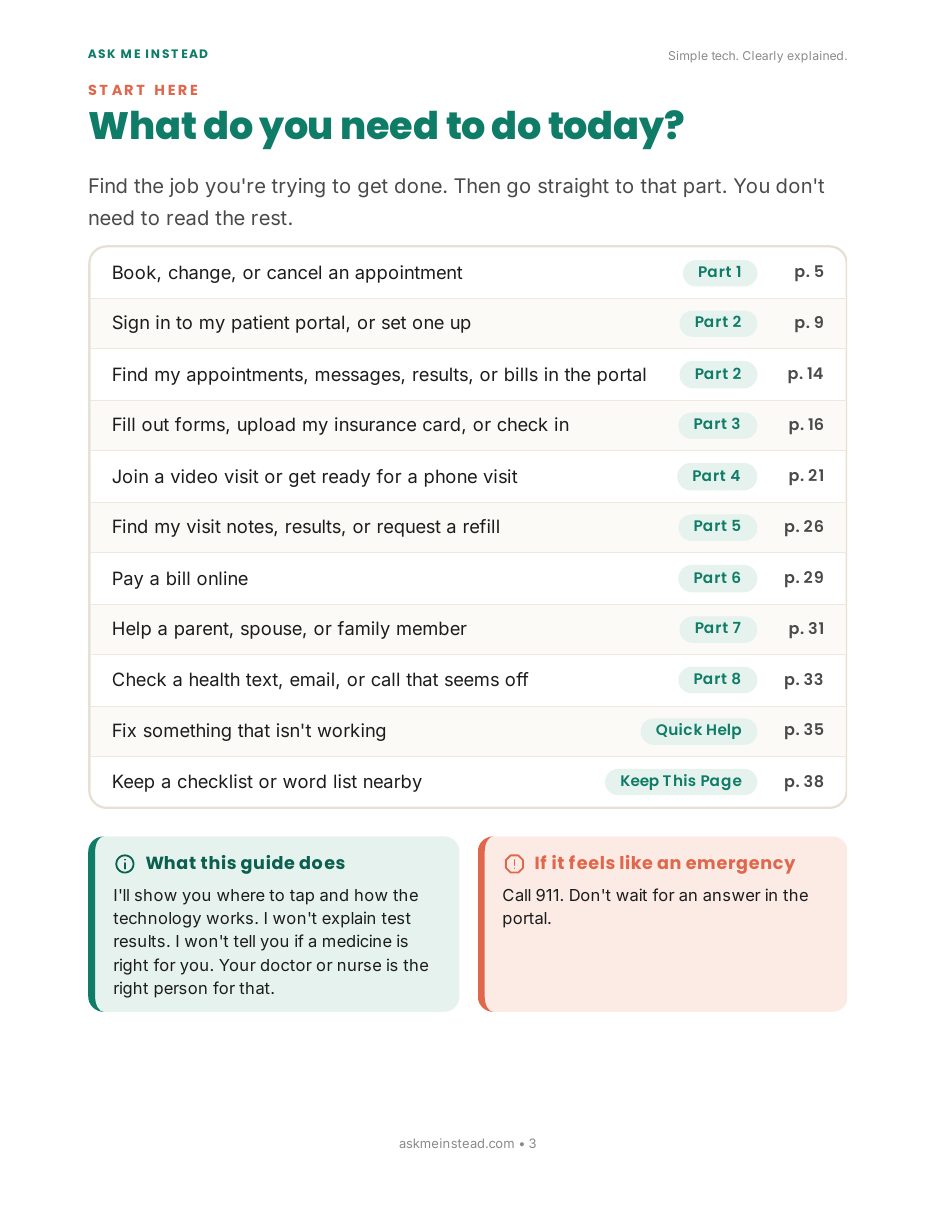 Doctor Appointments, Patient Portals & Telehealth: Start here page