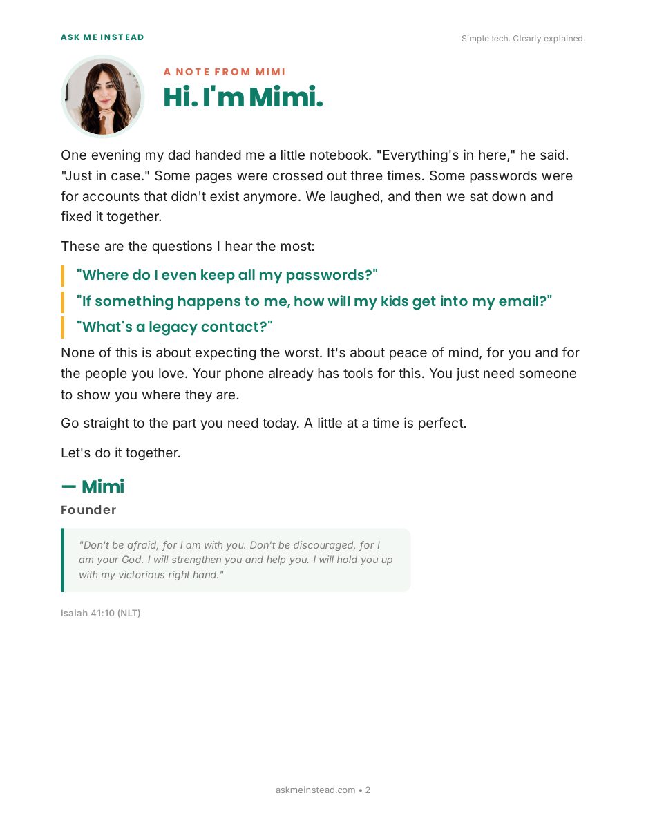 Where Is Everything? Your Digital Life, Organized: A note from Mimi page